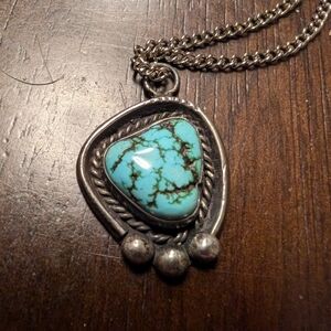 Turquoise Sterling Silver Pendant With Necklace